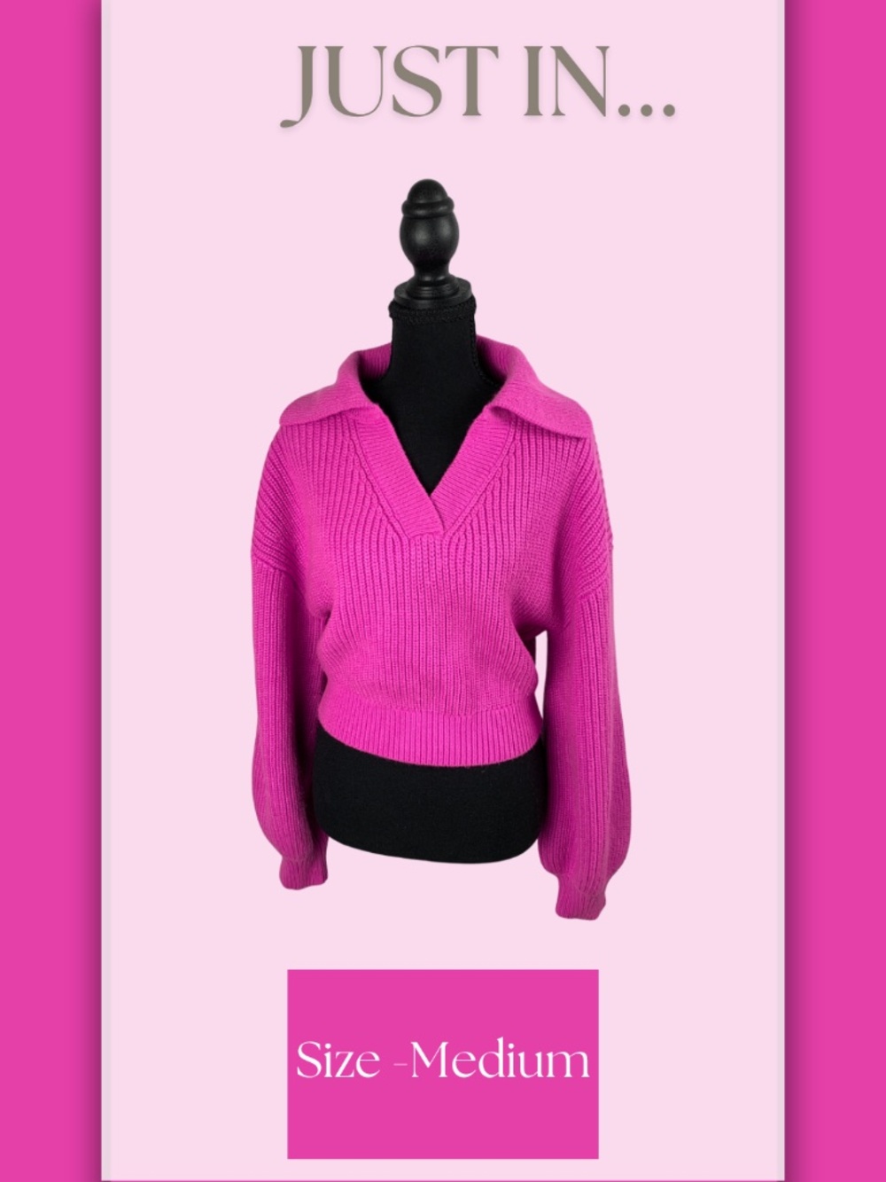 Zara Pink Cropped V-Neck Cropped Sweater Puff Sleeves M Barbiecore Fall